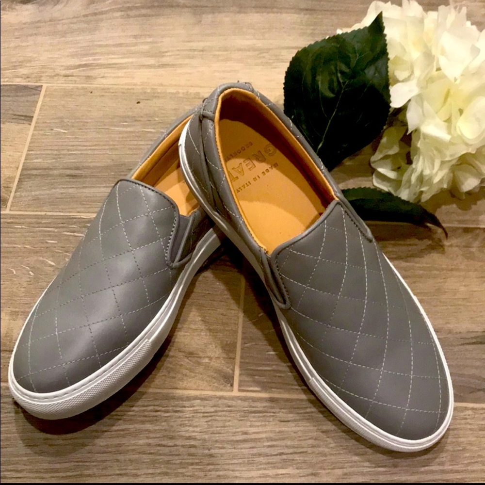 Greats gray quilted loafers